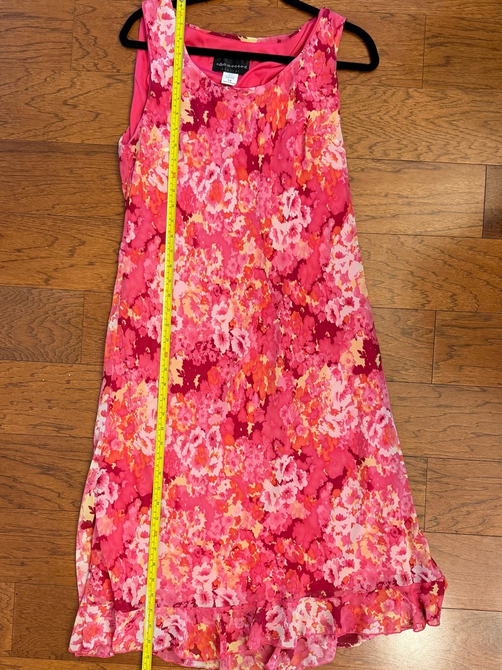 connected apparel Hot Pink Floral Print Sleeveless lined Dress size 14 - Picture 2 of 10